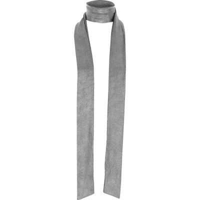 Silver metallic skinny scarf